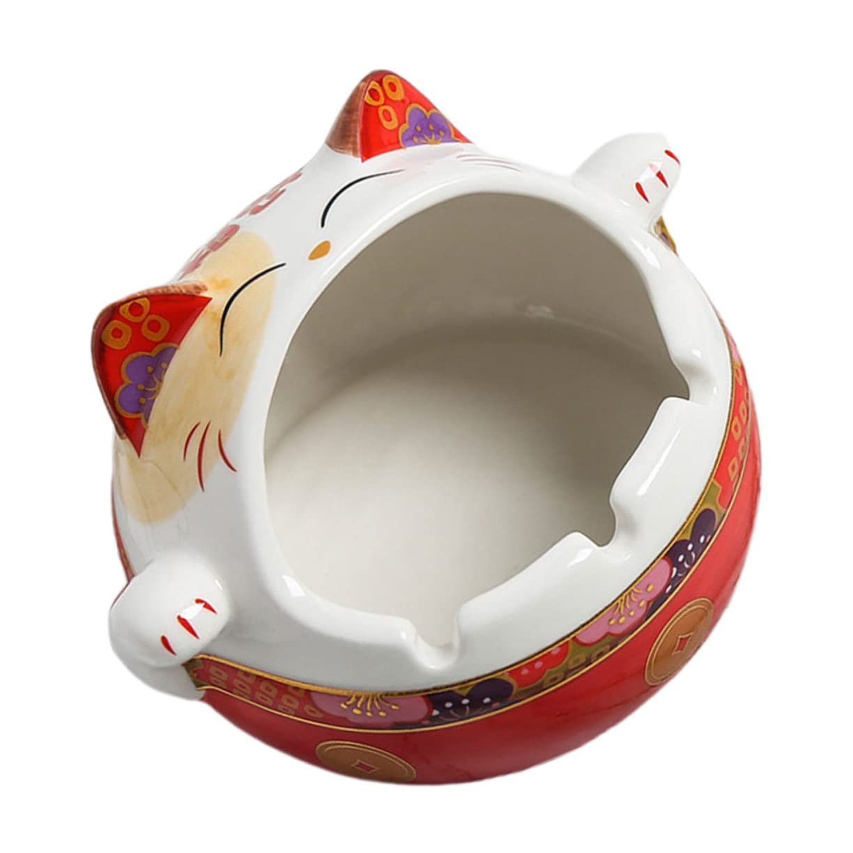 シーシー聖誕祝福猫型セラミック灰皿 大容量卓上装飾品 防散煙灰収納 洗浄可能で再利用可 クリスマスデスク用インテリア|Dusky Rose (ヘアケア・サプリ)