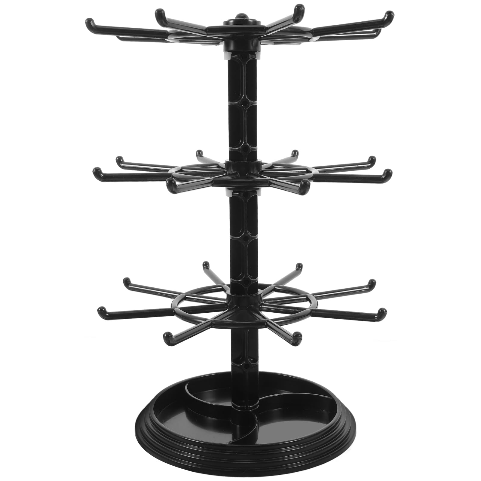 金属製ジュエリースタンド3段回転ディスプレイラック ネックレスとキーホルダーホルダー 宝石塔 アクセサリー収納用 デスクトップ整理用|Dusky Rose (ヘアケア・サプリ)
