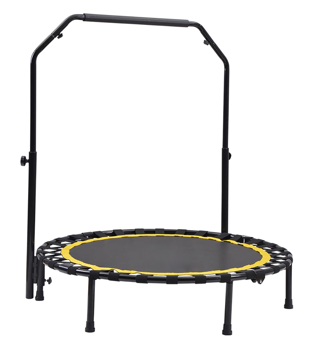トランポリン 耐荷重110kg 補助手すり付き 折りたたみ ダイエット器具 家庭用 子供用 大人用 健康器具 エクササイズ フィットネス 静音設計 収納便利 手すり付き 室内室外兼用 組み立て簡単 プレゼント 有酸素運動｜Dusky Rose （ヘアケア・サプリ）