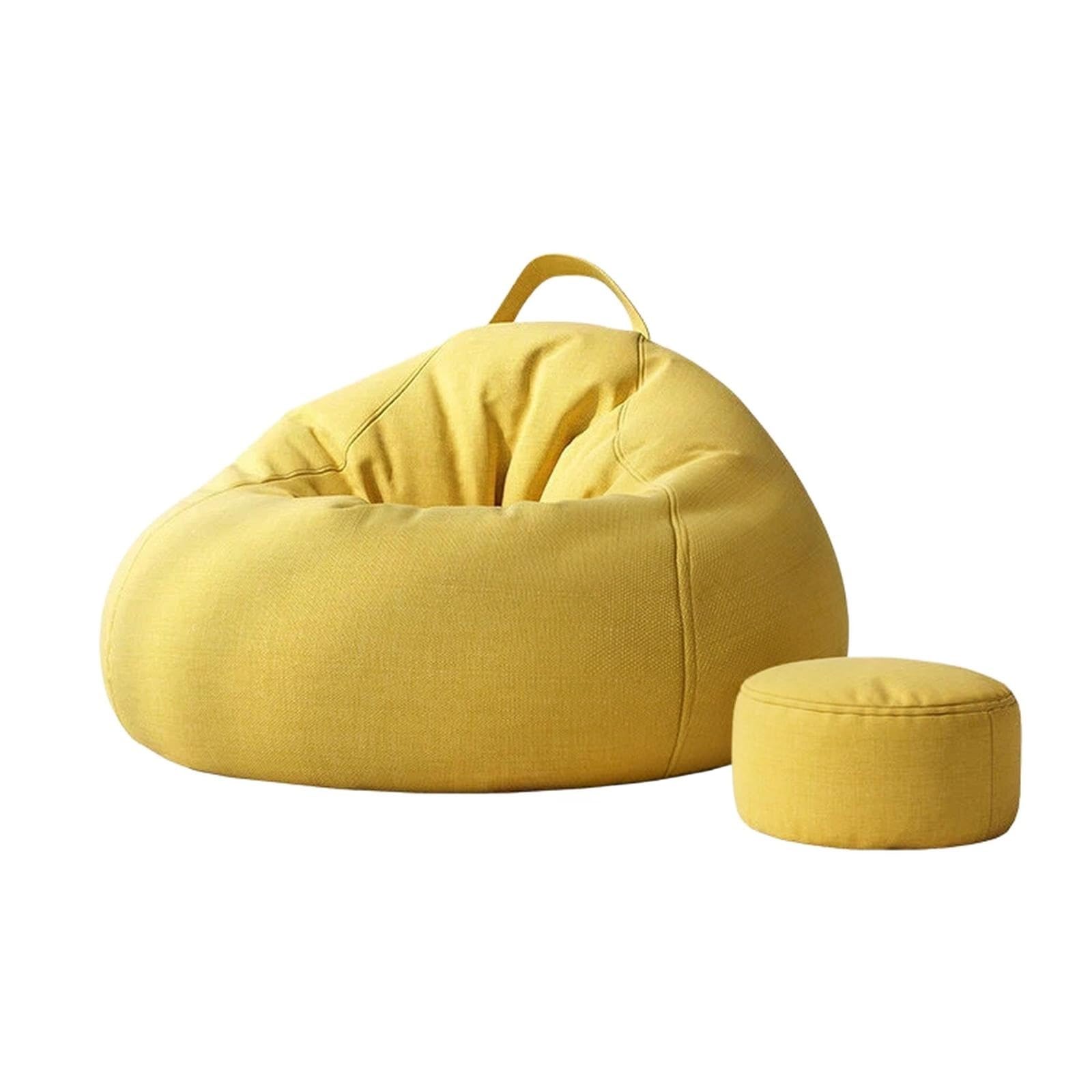 ビーンバッグチェア リビングルーム、ベッドルーム、ラウンジ用のオットマン付きソリッドカラービーンバッグチェア(Yellow)|Dusky Rose (ヘアケア・サプリ)