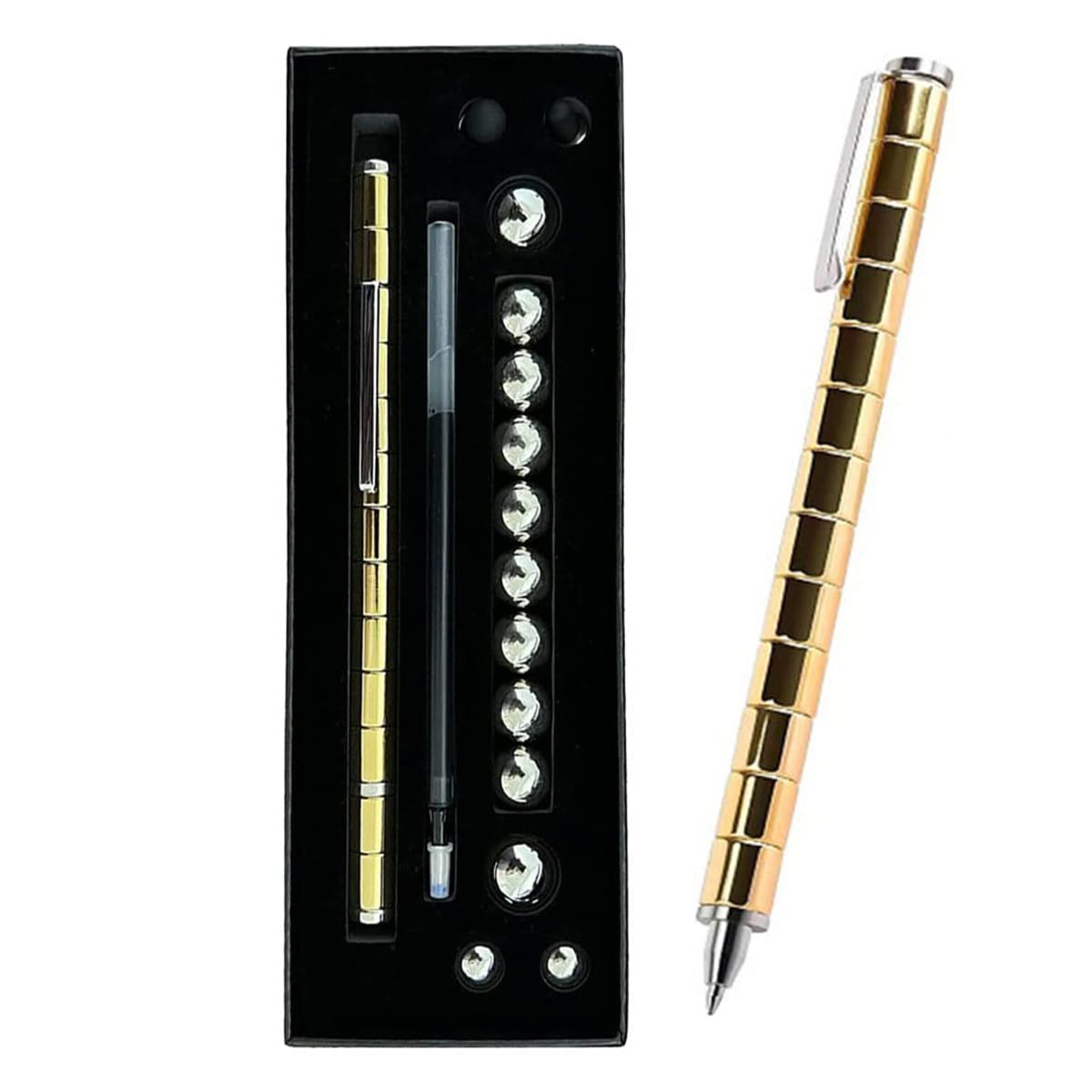 Fidget Pen 磁気 うつり変わりペ ボールペン フィジェット 書き込み うつり変わり能力のある 神通力 多役立つことボールペン 減圧 オリジナル性的 今めかしい ゼムクリップ付き添い人 お子さん 書き込み遊び道具 生まれ落ちる日 差し上げ物 (ゴールド)