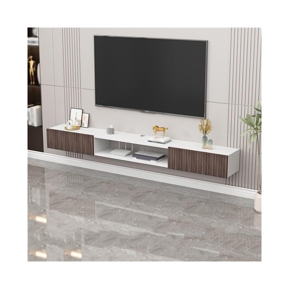 メディアユニット 壁掛けエンターテイメントセンター TVメディアコンソール リビング用ドア付きフローティングシェルフ|Dusky Rose (ヘアケア・サプリ)