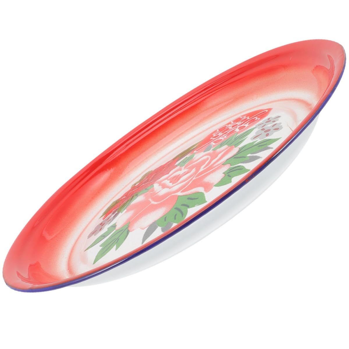 エナメル製中華風乾荒原一皿 丸い・円い赤ちょうちん御盆 食料雑貨類ディス一皿 実用的凝ったな入眼 リビングや珈琲販売店の一覧表に至適な多役立つことボンネットディッシュ