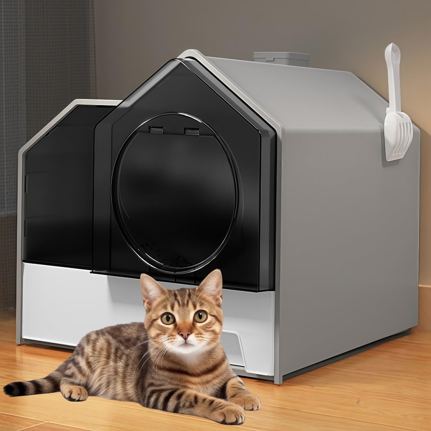 豪華 完全密閉型 猫トイレ 深型 消臭 飛び散り防止 15kgまで適用可能 45*40*45cm おしゃれ 大型 猫用トイレ 掃除簡単 高い側面設計 こぼれ防止 ペット用品 引き出し式 スコップ付き多頭飼い対応 防水 漏れ防止 全年齢ネコ用品 ネコ屋さん使える 目隠し 収納家具 隠れ家(B1)｜Dusky Rose （ヘアケア・サプリ）