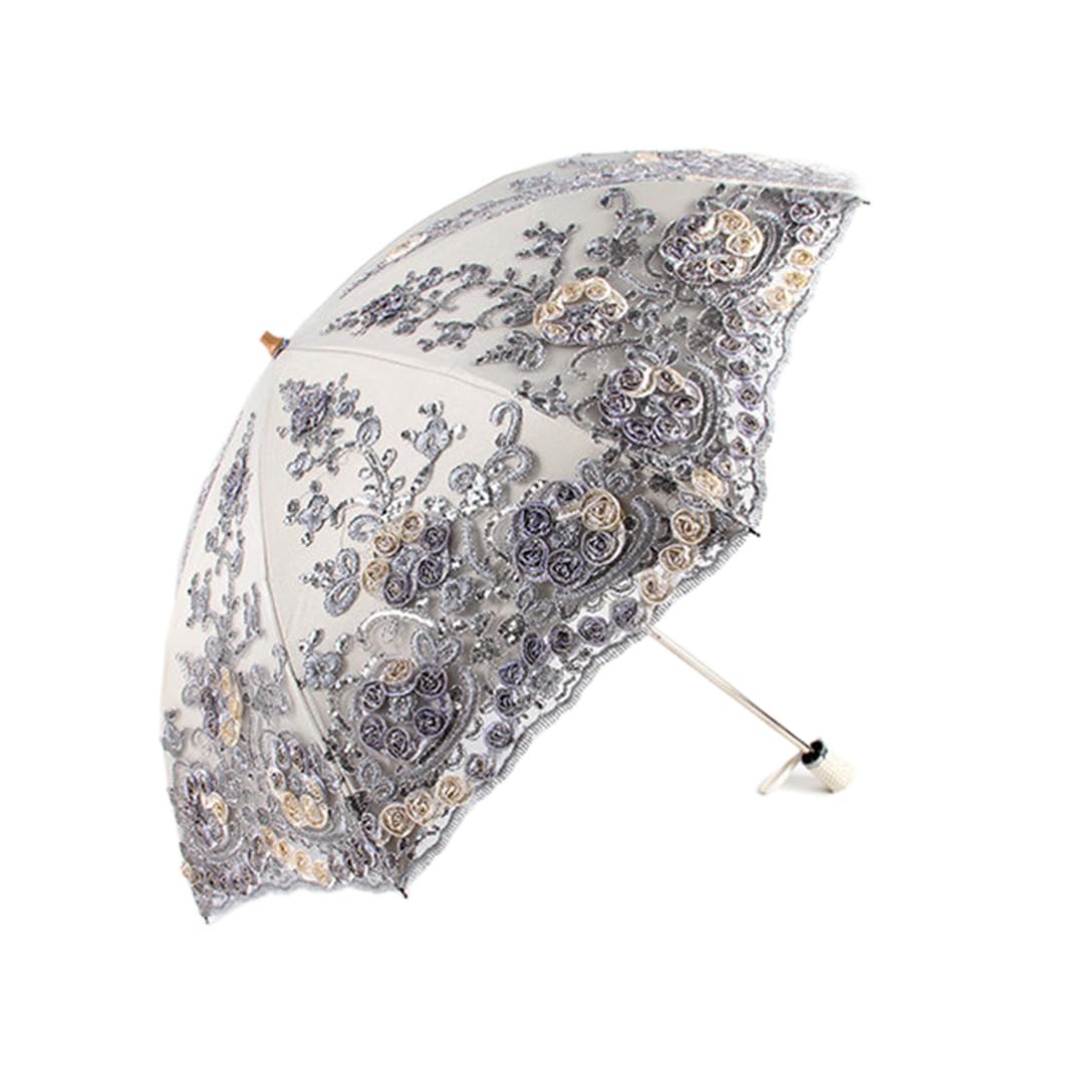 日傘 レース刺繍 uvカット 折りたたみ レディース 遮光 レース 太陽傘 おしゃれ 和風 晴雨兼用 立体な花柄 耐風 軽量 遮光遮熱 刺繍 可愛い エレガント 紫外線遮断 丈夫 日焼け防止 母の日 通勤通学 プレゼント｜Dusky Rose （ヘアケア・サプリ）