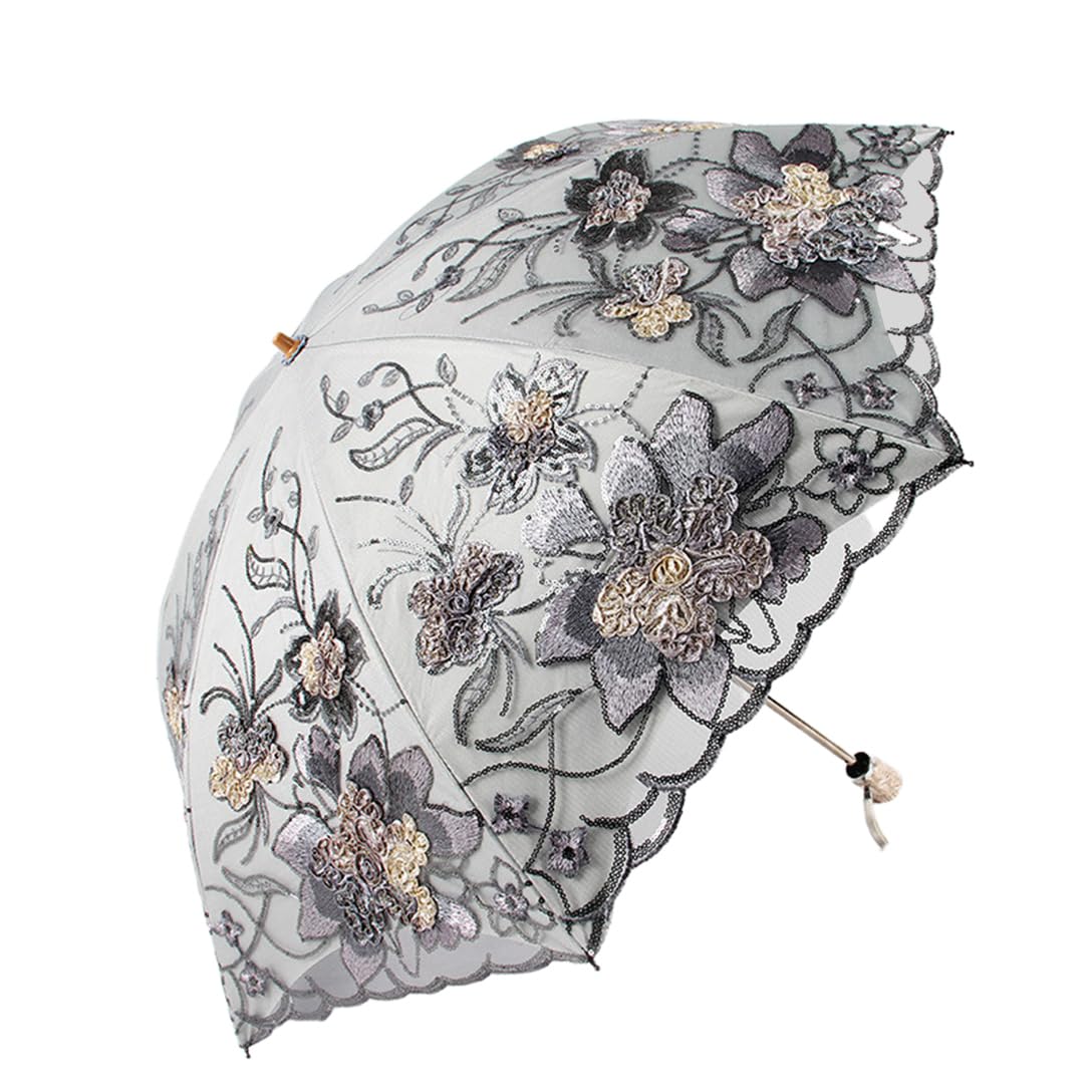 日傘 レース刺繍 uvカット 折りたたみ レディース 遮光 レース 太陽傘 おしゃれ 和風 晴雨兼用 立体な花柄 刺繍 耐風 軽量 遮光遮熱 可愛い エレガント 紫外線遮断 日焼け防止 丈夫 母の日 通勤通学 プレゼント|Dusky Rose (ヘアケア・サプリ)