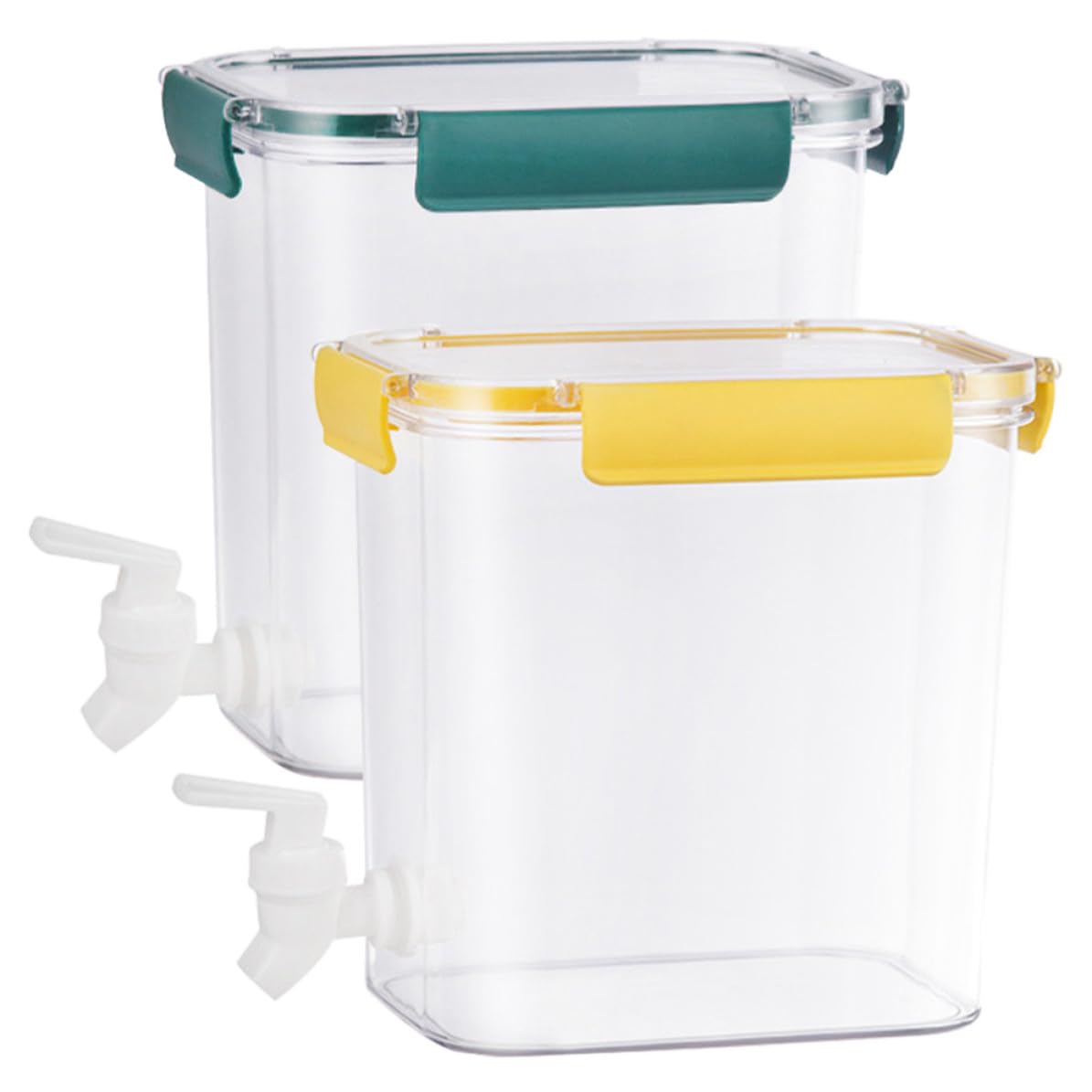 冷蔵庫用飲料容器2個セット 蛇口付きウォーターディスペンサー 透明プラ製 3.5L容量 ジュース 牛乳保存 パーティーや家庭用|Dusky Rose (ヘアケア・サプリ)