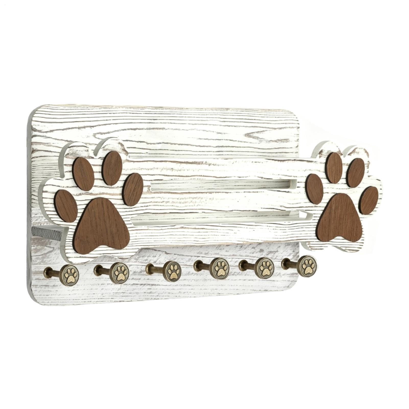 犬用リードハンガー おしゃれ壁掛け 整理ホルダー シンプル室内用品 | 6個のフックを備えた おしゃれなフローティングフローティングシェルフタイプシェルフタイプの 飾り棚 - 犬用リード兼キーハンガー 多多目的目的整理ホルダー ペット散歩用品 ワンちゃん用 - マンション｜Dusky Rose （ヘアケア・サプリ）