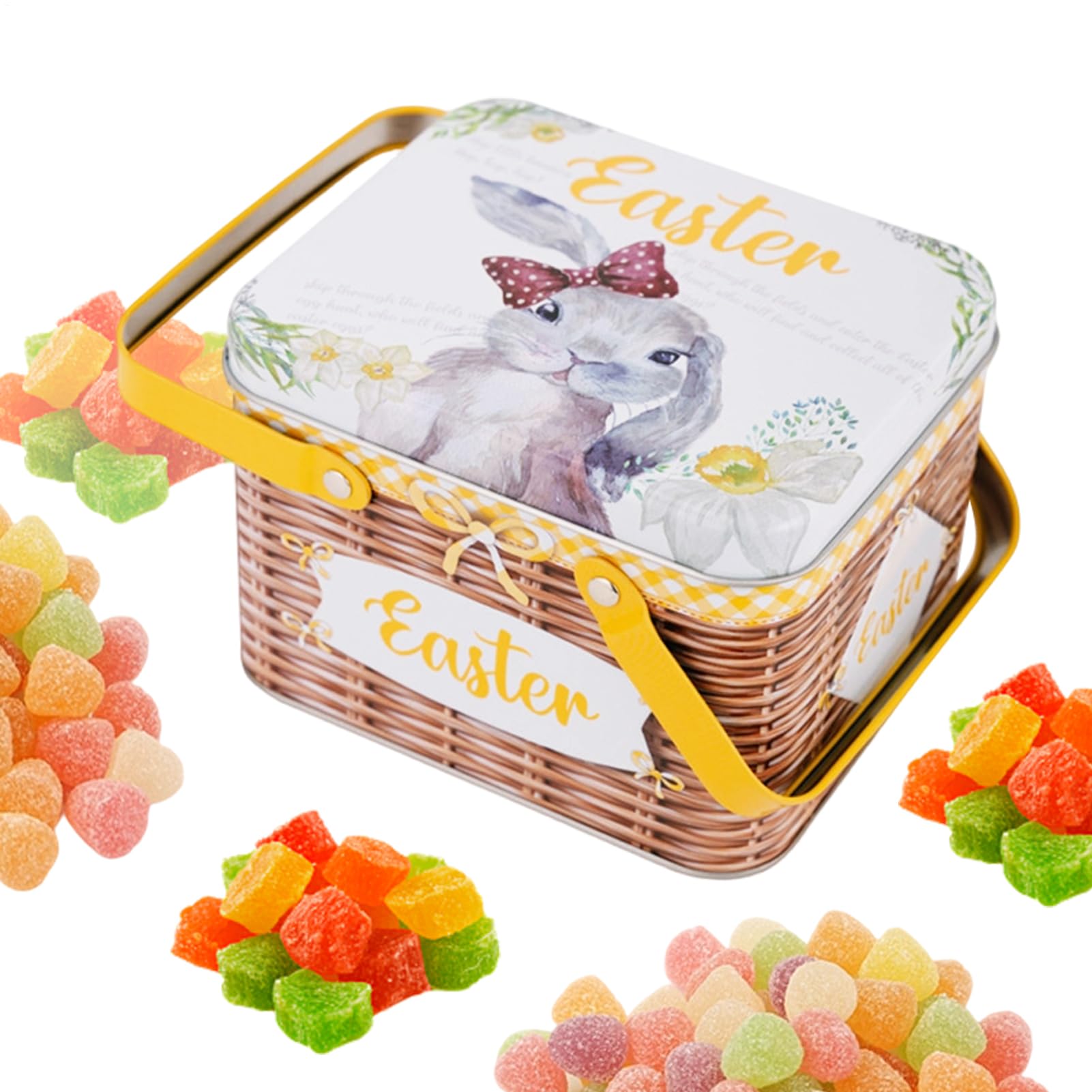 イースターバスケット,蓋と取っ手付き金属製キャンディ容器 - お菓子入れジャー - チョコレート お菓子 パーティー ホリデー ストッキングスタッファー デート用｜Dusky Rose （ヘアケア・サプリ） 13,583円
