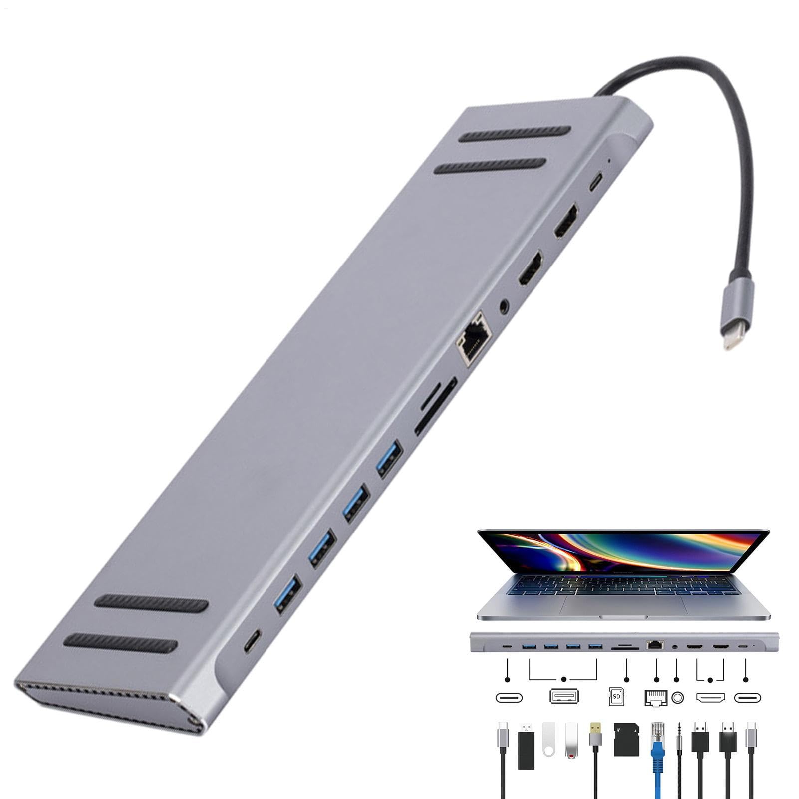 ノートパソコン用ドッキングステーション、USBハブアダプタドックステーション - PC USBエクステンダー、拡張ハブコンピュータドック、Cアダプター、タイプCドングル。|Dusky Rose (ヘアケア・サプリ)