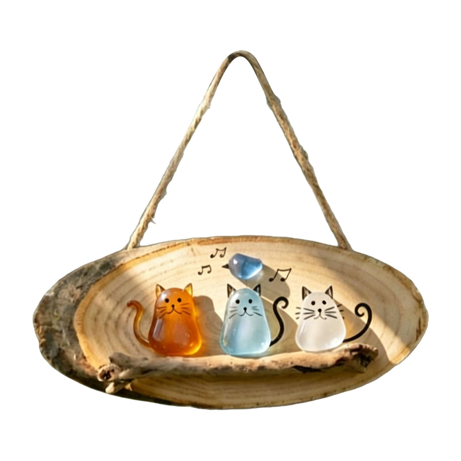 派手なシーグラス猫と木のプラーク ウォール工芸 かざり付ける品 吊り下げ飾りつけ 屋内間隔文字や差し上げ物用 シーグラス猫 飾りつけ