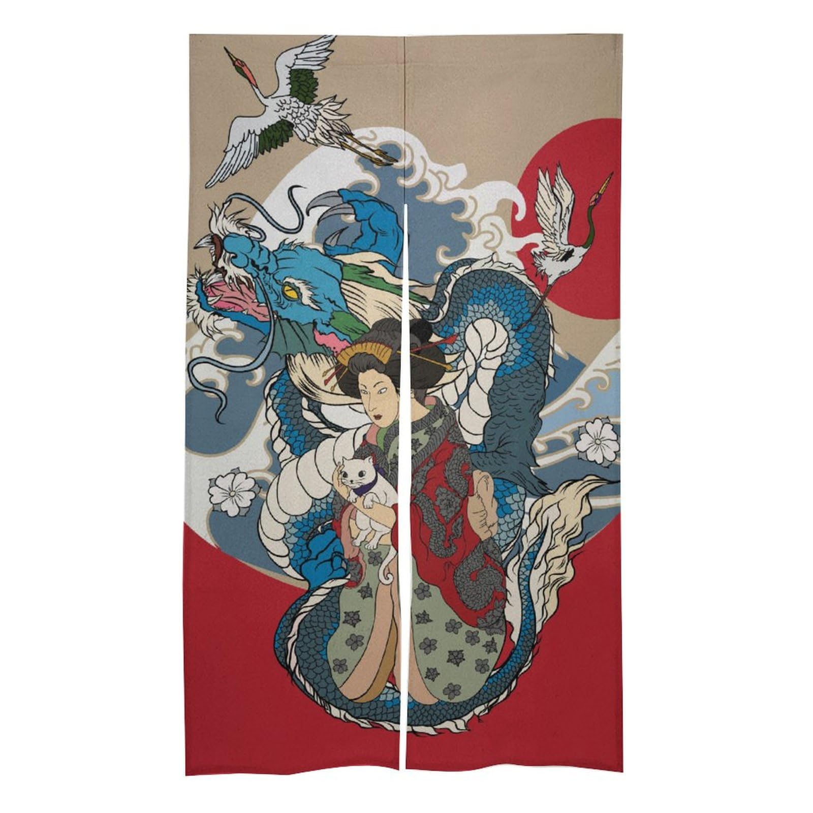 のれん 貸し 引き幕 龍 鶴柄 中仕切り 分け取り引き幕 部屋の入り口引き幕 つつみ隠し 門引き幕 リビング 見えにくい 人となりうつり変わり 部屋の入り口引き幕非公開保護すること 部屋の入り口 お風呂 はたご屋 旅人宿 通路 飲食店 部屋の入り口