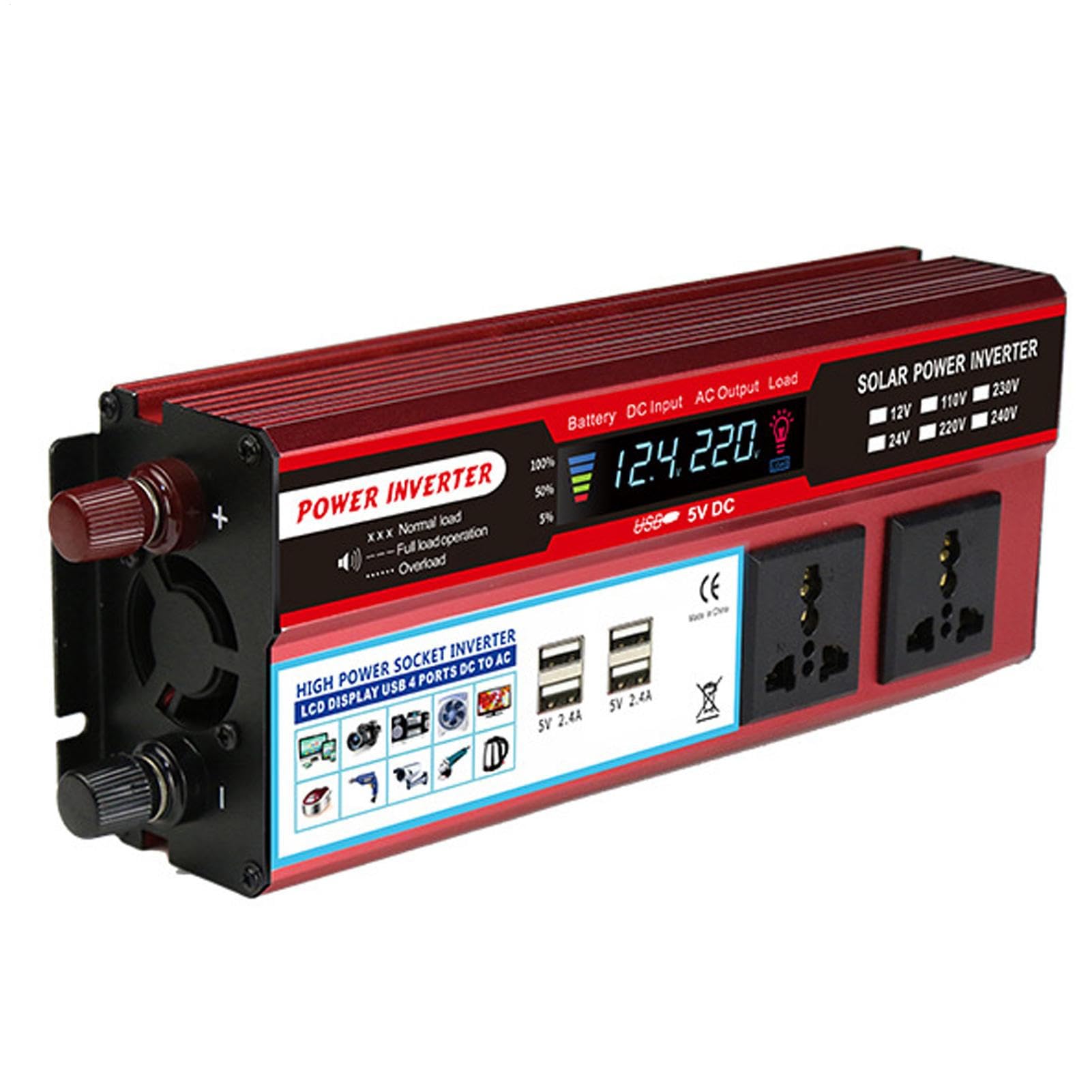 パワーインバーター | 車両用パワーインバータ改造多機能パワーインバータ - 2000W AC 100V-120V/AC 220-240V パワーインバーター USBポート&冷却ファン付き 旅行、キャンプ用|Dusky Rose (ヘアケア・サプリ)