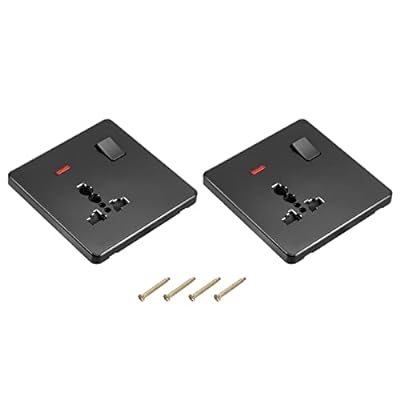 UK USソケット取り替えっこ マルチ差し込み 黒いこと 250V 13A 88 粍 x 86 粍 2個