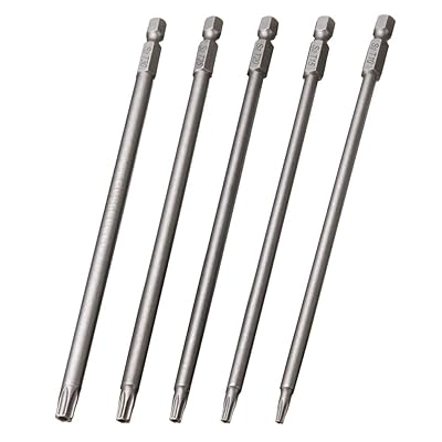 5本組 150粍 トルクス星螺旋釘用ビット仕掛ける 磁気 トルクスビット T10-T30 １番ウッドビット S2アロイ鋼 6.35粍六角シャンク がら明きトルクス頭 せん孔機 ビット手道具 電動お手々１番ウッド用