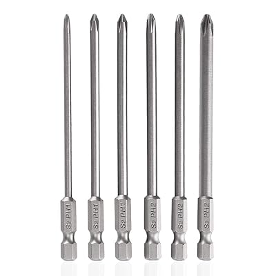 6天下太平 磁気クロスヘッドドライバービット 6.35粍(1/4\") 六角軸 S2鋼 PH1 PH2電動１番ウッドビット せん孔機ビット手道具 (150粍)"