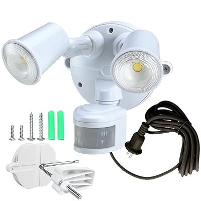 人感検知器ともし火、露天用、差し込み式、明るさ2500lm、AC 100V 50/60サイクル、IP54 防雨、ワット数吊りひも5m、2灯式、省エネルギー、?日本語の取りまわし書きあらわす書 (差し込み式2灯)