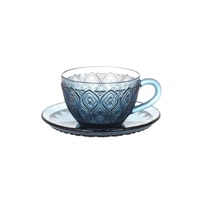 ダルトン/グラスカップ＆ソーサー ”フィオーレ” ブルー/A615-818BL【01】【取寄】《 雑貨 キッチン用品・調理器具 ガラスグラス・タンブラー 》