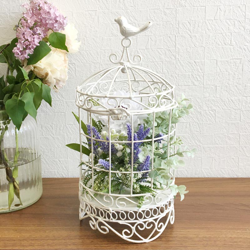 楽天市場 Naturedesigns 鳥かご ハミング ホワイト 01 取寄 花器 リース 花器 花瓶 ワイヤー花器 手作り 材料 花材通販はなどんやアソシエ