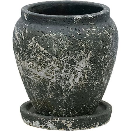 グリーンポット/リブラ ジャー ブラック 18cm/NC-220103BG【07】[4個] ガーデニング・園芸用品 植木鉢・フラワーポット セメント鉢 庭 グッズ 資材 家庭菜園 観葉植物 おしゃれ かわいい 夏 こどもの日 お月見 お正月 イースター クリスマス｜花材通販はなどんやアソシエ