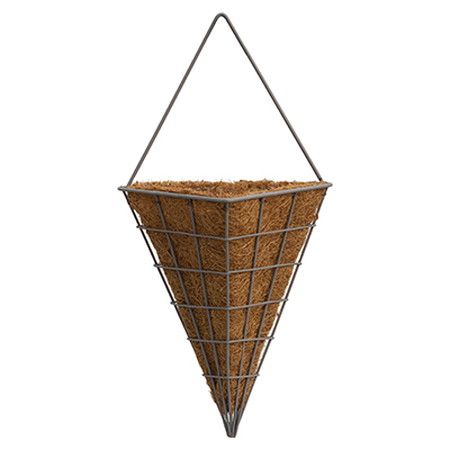 グリーンポット/トライアングル バスケット 20x12cm/GU-2304GY【08】[12個] 花器、リース かご・バスケット ワイヤーバスケット アイアン バスケット かご 金属 花かご 花器 フラワーアレンジ プランター 鉢カバー ハンギング 吊り下げ インテリア