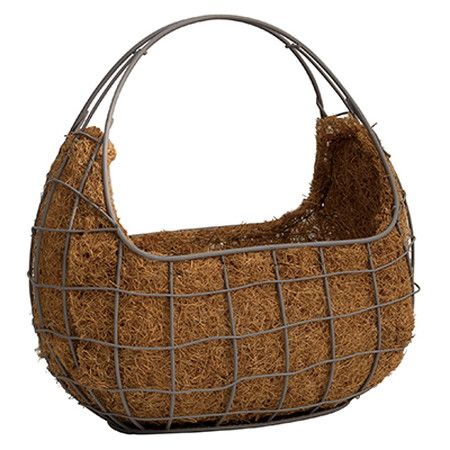 グリーンポット/ムーン バスケット 28x17cm/GU-2306GY【08】[8個] 花器、リース かご・バスケット ワイヤーバスケット アイアン バスケット かご 金属 花かご 花器 フラワーアレンジ プランター 鉢カバー ハンギング 吊り下げ インテリア 収納