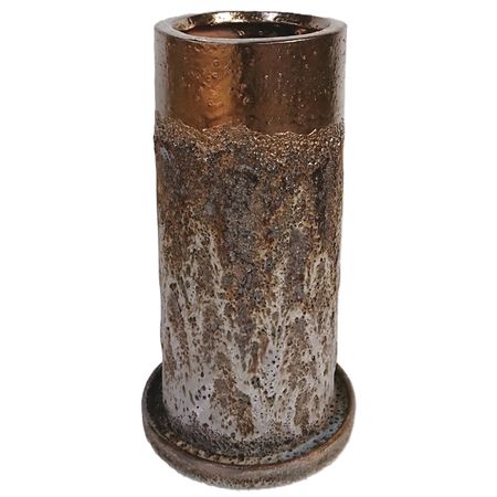丸滉製陶/5号 シリンダー深 受皿付/HA-4298-BZ【01】 ガーデニング・園芸用品 植木鉢・フラワーポット 陶器・セラミック鉢 庭 グッズ 資材 家庭菜園 観葉植物 おしゃれ かわいい イースター ハロウィン バラの日 母の日