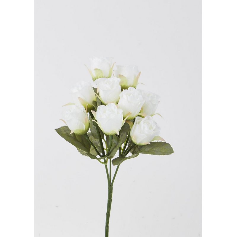 【造花】ビダヤコム/ローズブッシュ×3(9Ｆ) ホワイト/F5035-001W【01】[24本] 造花（アーティフィシャルフラワー） バラ フェイクフラワー シルクフラワー インテリア 花材 資材 ディスプレイ 装飾 アレンジメント ブーケ 業務用 店舗装飾 光触媒