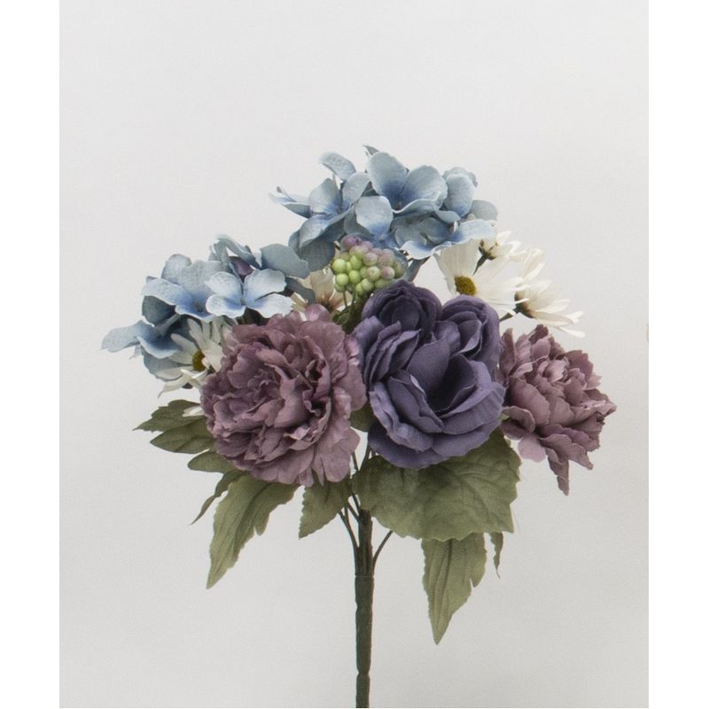 【造花】ビダヤコム/ミックスローズブッシュ ブルー/パープル/V23128-093B/PP【01】[12本] 造花 アーティフィシャルフラワー バラフェイクフラワー フラワーアレンジ花材 おしゃれ ハンドメイド材料 クラフト素材 装飾 ディスプレイ 春 夏 秋｜花材通販はなどんやアソシエ