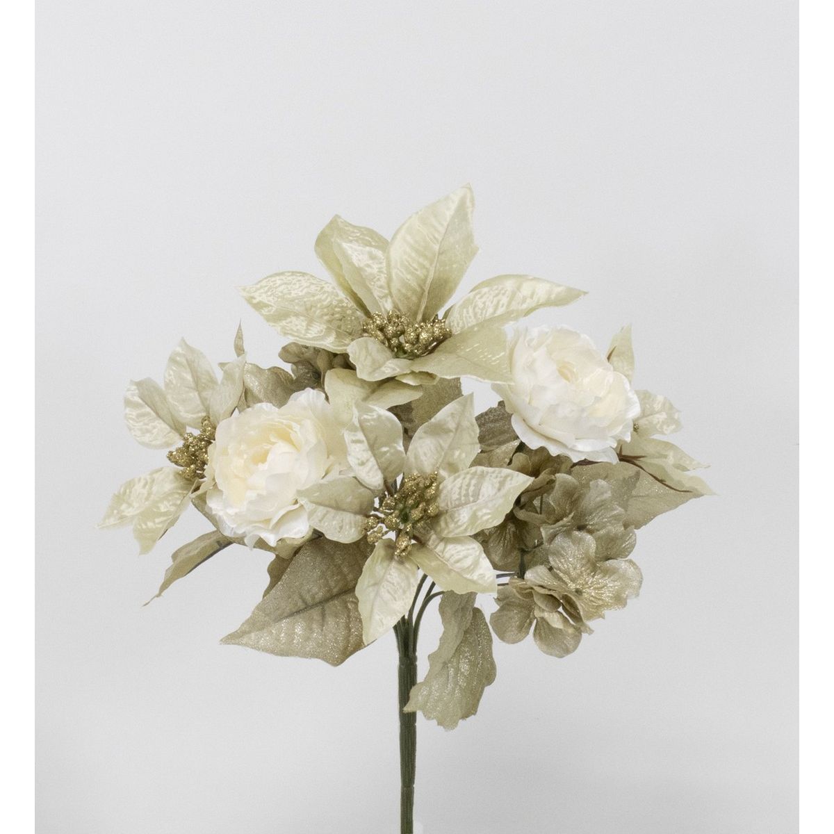 【造花】ビダヤコム/シャインポインセチアブッシュ ゴールド/V24180-018GD【01】[6本] 造花 アーティフィシャルフラワー 造花 「は行」 ポインセチア フェイクフラワー フラワーアレンジ花材 おしゃれ ハンドメイド材料 クラフト素材 装飾