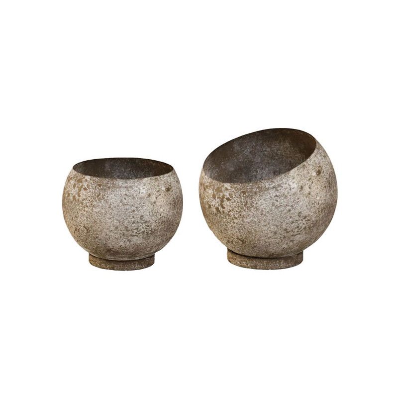 ミュールミル/ミルヴァボウル2Pset/XH-007/2【01】 花器、リース 花器・花瓶 ブリキ・アイアン 金属 スチール フラワーベース 花器 アンティーク レトロ ヴィンテージ ナチュラル シンプル おしゃれ 白 黒 シルバー ブロンズ 業務用 店舗用