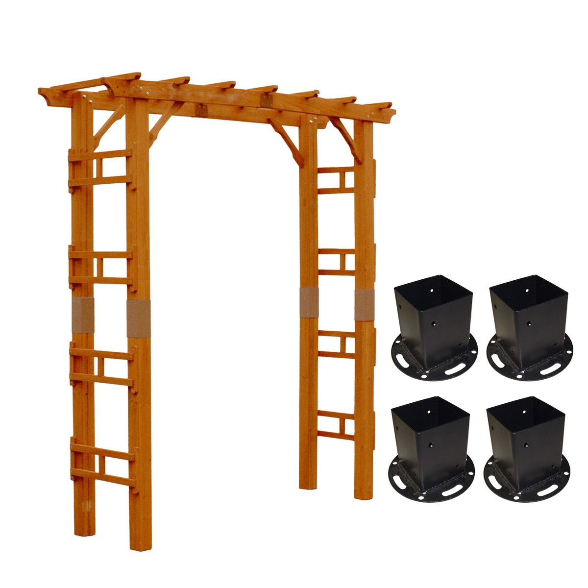 【直送】住まいスタイル/天然木製アーチ 190 1台(平地用金具セット) 「Flex Pergola」 ライトブラウン【01】 ガーデニング・園芸用品 ガーデンファニチャー・家具 アーチ・ゲート 庭 グッズ 装飾 インテリア エクステリア おしゃれ かわいい 什器