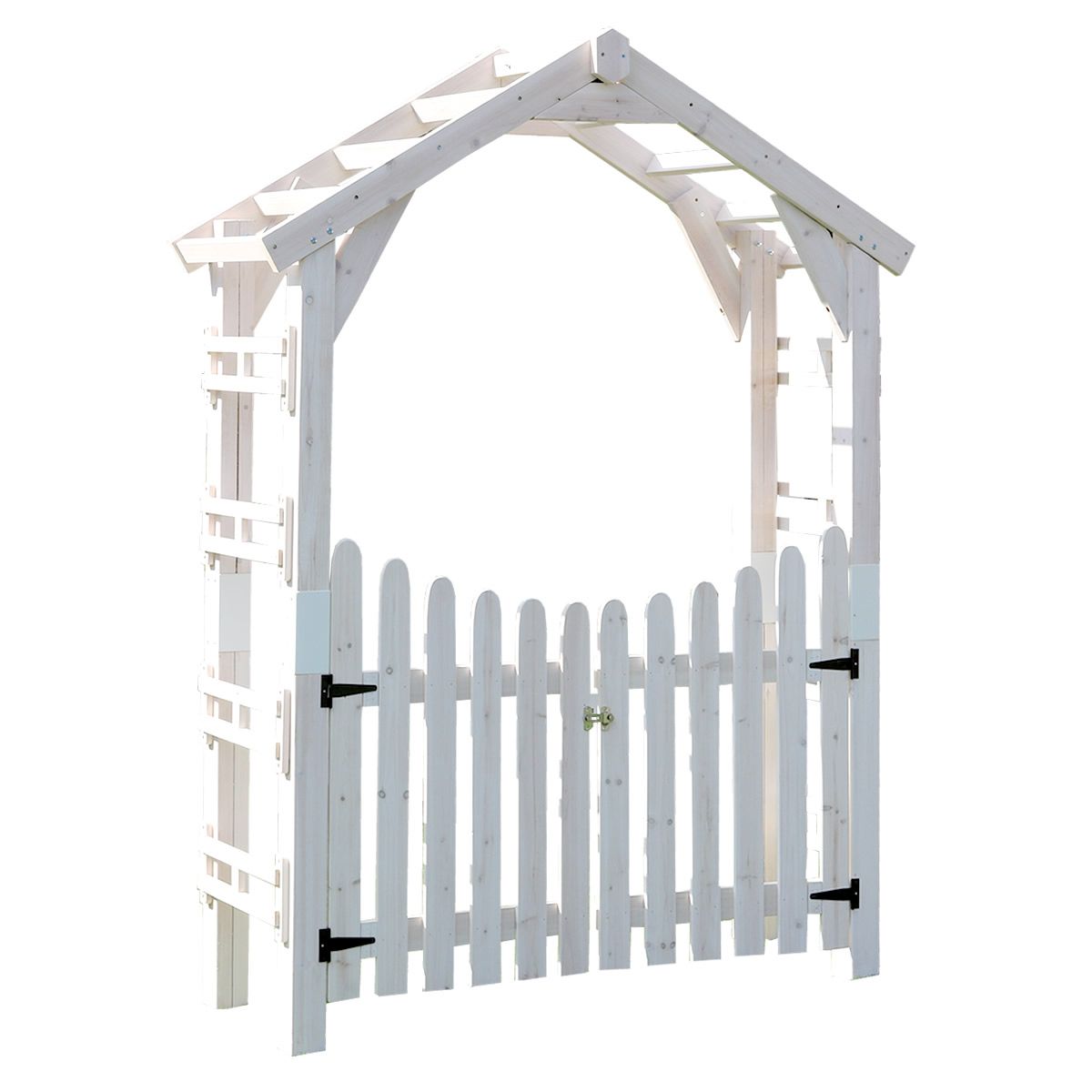【直送】住まいスタイル/天然木製三角アーチ ゲートセット 「WOOD CHURCH」 ホワイト【01】 ガーデニング・園芸用品 ガーデンファニチャー・家具 アーチ・ゲート 庭 グッズ 装飾 インテリア エクステリア おしゃれ かわいい 什器