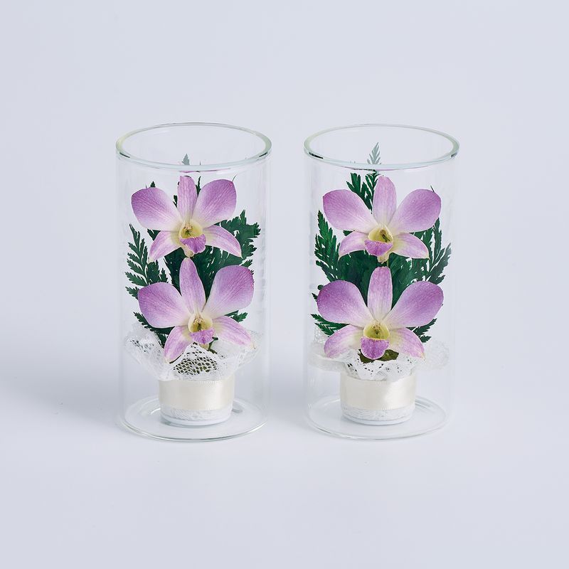 OrangeDeco/グラスアレンジメント2輪 2個入り/D-2001【07】[2セット] 造花 アーティフィシャルフラワー 造花ギフト 仏花フェイクフラワー フラワーアレンジ花材 おしゃれ ハンドメイド材料 クラフト素材 装飾 ディスプレイ 夏 お供え ブライダル｜花材通販はなどんやアソシエ