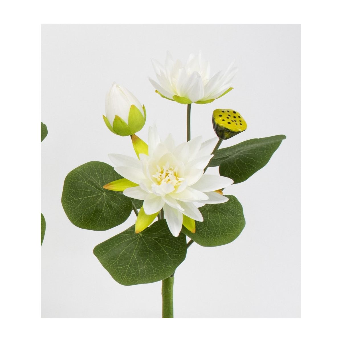 【造花】ビダヤコム/ロータスブッシュ ホワイト/V26021-001W【01】[6本] 造花 アーティフィシャルフラワー 造花 「は行」 ハス（蓮）・ロータス フェイクフラワー フラワーアレンジ花材 おしゃれ ハンドメイド材料 クラフト素材 装飾 ディスプレイ
