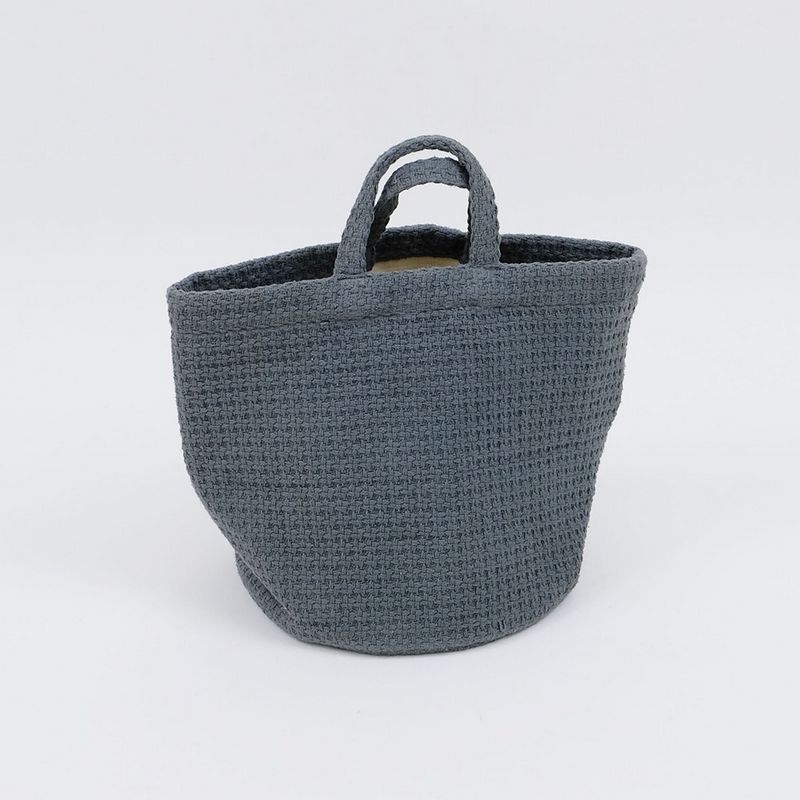 志成販売/ファブリック ハンドルバスケット ワッフル ウィーブ/303674GY【07】 店舗ディスプレイ・店内装飾 雑貨 ファッション小物 インテリア雑貨 飾り付け おしゃれ バラの日