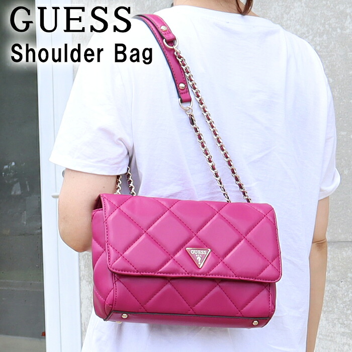 ゲス バッグ QG767921 FUCHSIA フューシャピンク チェーン ショルダー ステッチデザイン ハンド トート GUESS ab-498700 ブランド｜ハナハナプラザ