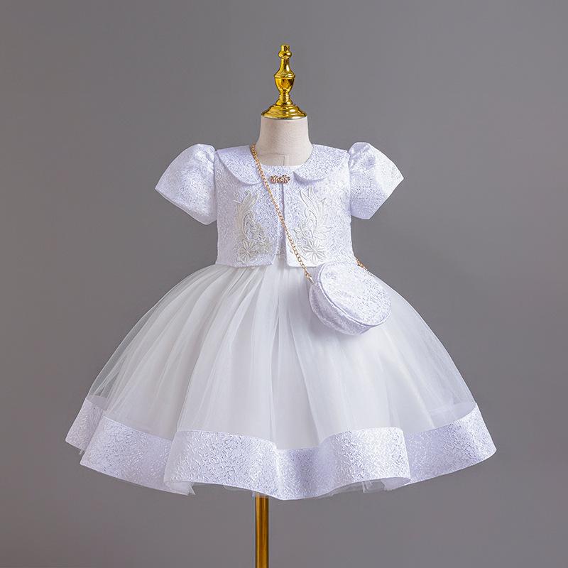 ワンピース 女の子 子供 プリンセスドレス フラワーガール ノースリーブ 結婚式 発表会 誕生日 パーティー チュール スリーピース 花柄 フレアスカート ふんわり 裏地綿 ポリエステル ダスティピンク ホワイト パープル