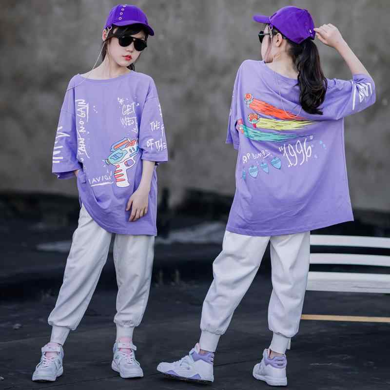 Tシャツ 女の子 ガールズ 夏 半袖 キャラクター 学生 スクール かわいい おしゃれ 普段使い ミドル丈 チュニック丈 ビッグシルエット オーバーサイズ 綿 コットン 吸湿速乾