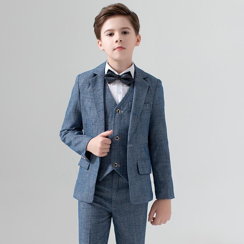 スーツ 男の子 キッズ ボーイズ フォーマル スリーピース セットアップ ジャケット ベスト パンツ 花童 発表会 結婚式 卒園式 入学式 卒業式 七五三 冠婚葬祭 パーティー 礼服 ジュニア ブリットスタイル アセテート生地 上品 青 ブルー