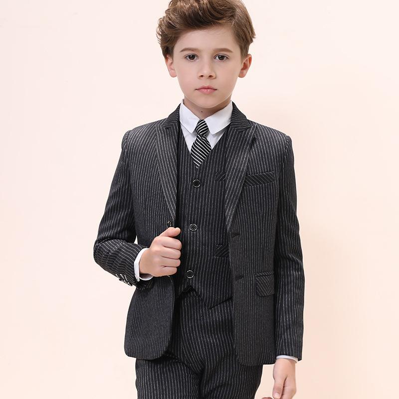 スーツ 男の子 キッズ フォーマル セットアップ 英国風 ブリティッシュスタイル ジャケット ベスト パンツ ストライプ ピアノ発表会 演奏会 舞台衣装 結婚式 入学式 卒業式 卒園式 おしゃれ かっこいい｜花りぼん