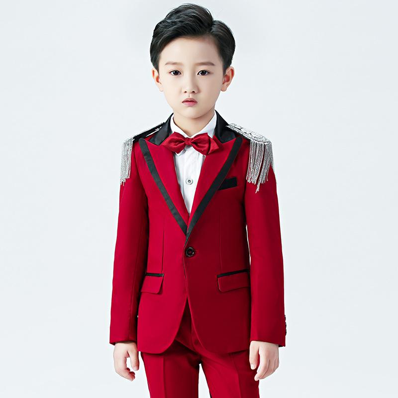 キッズ 男の子 スーツ フォーマルウェア 礼服 フラワーボーイ スリーピース セットアップ 韓国スタイル かっこいい おしゃれ 入学式 卒業式 結婚式 発表会 七五三 パーティー セレモニー ブラック ワインレッド ネイビー ポリエステル コットン