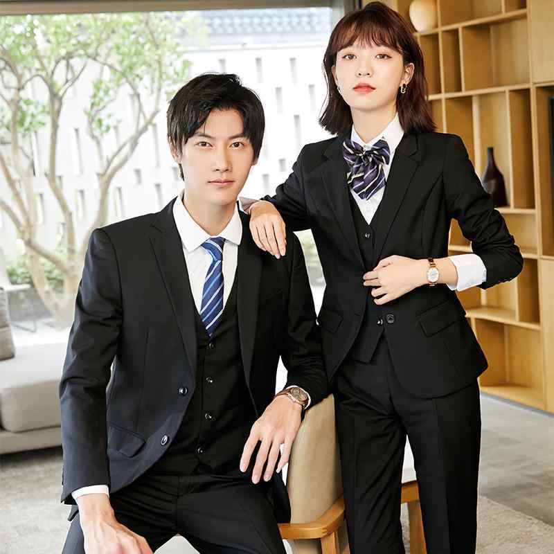 スーツ 男女兼用 春秋 ビジネス 正装 制服 オフィス 事務服 セットアップ スリムフィット ノッチドラペル ウール混 ブラック グレー ネイビー