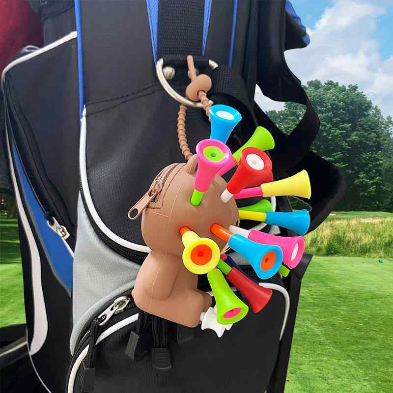 ゴルフポーチ クマ型 キャラクター ゴルフティー グリーンフォーク マーカー ボール シリコン ブラウン 小物入れ ラウンド用品 ゴルフアクセサリー
