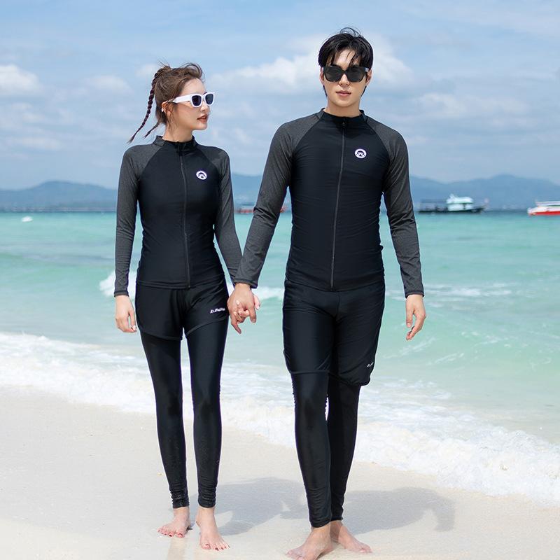 水着 ラッシュガード サーフスーツ 男女兼用 セパレート 長袖 ロングパンツ セットアップ 体型カバー お腹カバー 着痩せ スリム見え 胸パッド付き 速乾 カップル ペア スイムウェア プール ビーチ マリンスポーツ