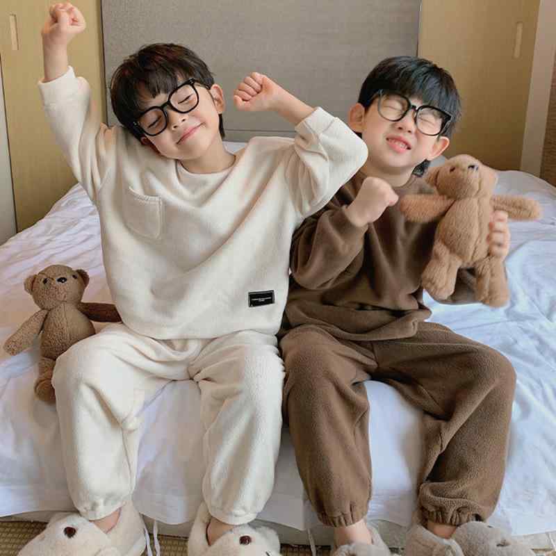 パジャマ 男の子 キッズ ジュニア プルオーバー 上下セット 春夏秋冬 両面起毛 あったか 暖かい フランネル調 保温性 ソフト コットン混 部屋着 ルームウェア カジュアル 普段使い
