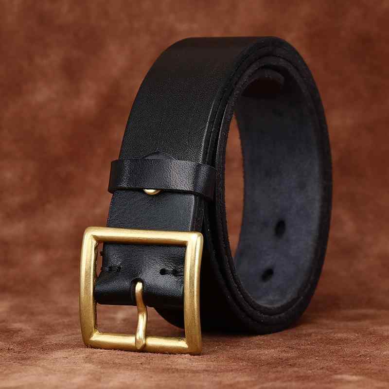 ベルト メンズ 男性用 紳士向け 革 牛革 レザー ベルト レトロ ヴィンテージ風 クラシック おしゃれ ファッション カジュアル 万能 コーディネート自在 真鍮バックル ジーンズ デニム ジーパン用 帯