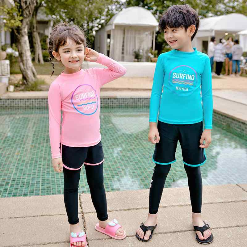 水着 キッズ 男の子 女の子 長袖長ズボン セパレート スイムウェア 速乾 ナイロン UVカット プール 海水浴 マリンスポーツ