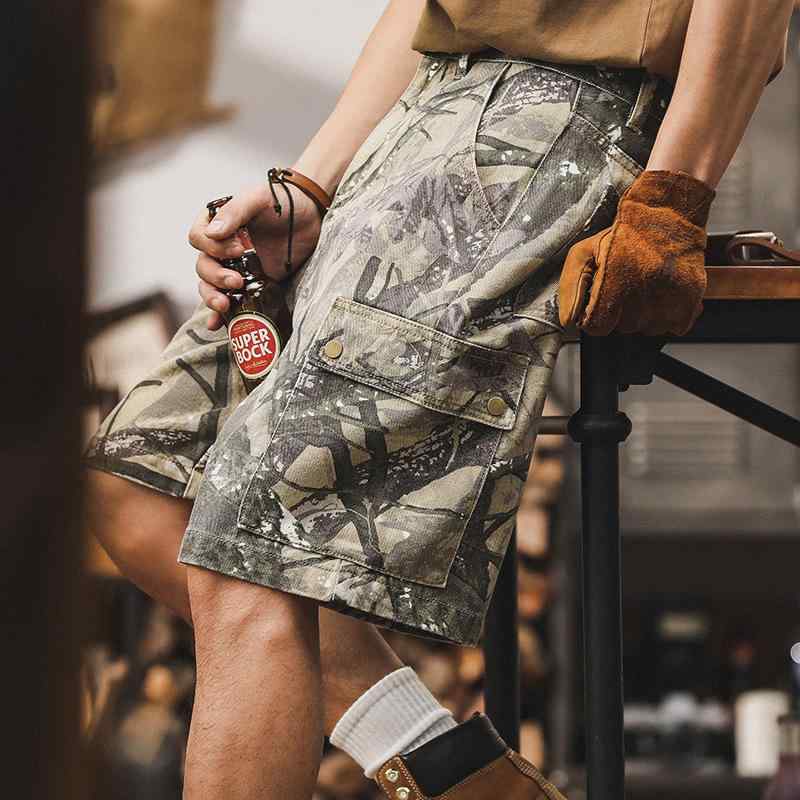 ショートパンツ メンズ 迷彩柄 カーゴパンツ ハーフパンツ コットン ストレート ルーズフィット 大きいサイズ カジュアル 春夏 カーキ アメカジ