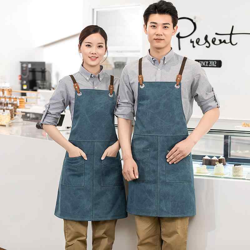エプロン 男女兼用 カフェ レストラン 飲食店 美容室 ネイルサロン 美術 絵画 ワークエプロン 作業服 制服 おしゃれ スタイリッシュ ユニフォーム 吸湿速乾 綿混 ポリエステル 春秋冬
